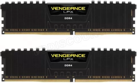 Photo de Kit Barrettes mémoire 16Go (2x8Go) DIMM DDR4 Corsair Vengeance LPX  2400Mhz (Noir)