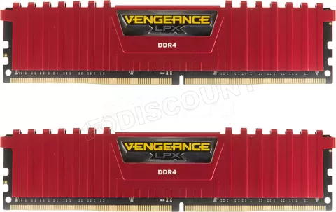 Photo de Kit Barrettes mémoire 16Go (2x8Go) DIMM DDR4 Corsair Vengeance LPX  2400Mhz (Rouge)