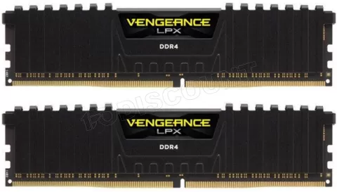 Photo de Kit Barrettes mémoire 16Go (2x8Go) DIMM DDR4 Corsair Vengeance LPX  2666Mhz (Noir) optimisé Ryzen