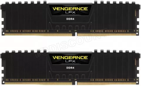 Photo de Kit Barrettes mémoire 16Go (2x8Go) DIMM DDR4 Corsair Vengeance LPX  3000Mhz (Noir) CL15