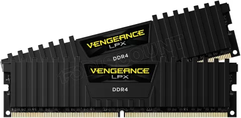 Photo de Kit Barrettes mémoire 16Go (2x8Go) DIMM DDR4 Corsair Vengeance LPX  3200Mhz (Noir)