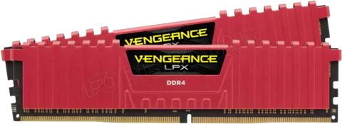 Photo de Kit Barrettes mémoire 16Go (2x8Go) DIMM DDR4 Corsair Vengeance LPX  3200Mhz (Rouge)