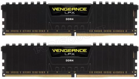 Photo de Kit Barrettes mémoire 16Go (2x8Go) DIMM DDR4 Corsair Vengeance LPX PC4-21300 (2666 Mhz) (Noir) optimisé Ryzen