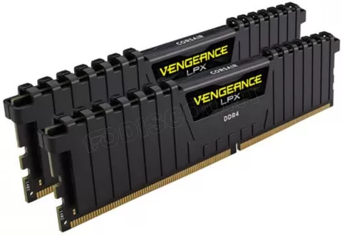 Photo de Kit Barrettes mémoire 16Go (2x8Go) DIMM DDR4 Corsair Vengeance LPX PC4-25600 (3200 Mhz) (Noir) optimisé Ryzen