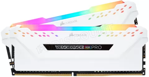 Photo de Kit Barrettes mémoire 16Go (2x8Go) DIMM DDR4 Corsair Vengeance Pro RGB  2666Mhz (Blanc)