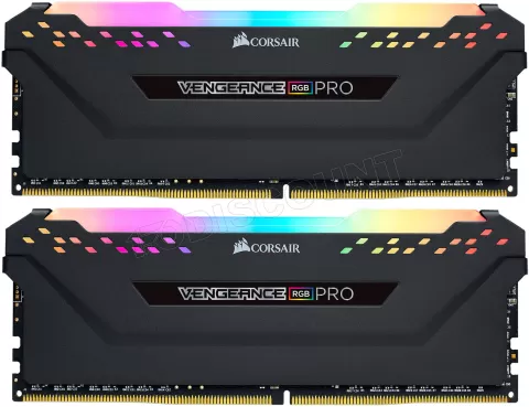 Photo de Kit Barrettes mémoire 16Go (2x8Go) DIMM DDR4 Corsair Vengeance Pro RGB  2666Mhz (Noir)