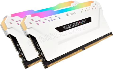 Photo de Kit Barrettes mémoire 16Go (2x8Go) DIMM DDR4 Corsair Vengeance Pro RGB  3600Mhz (Blanc) optimisé Intel