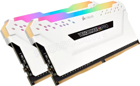 Photo de Kit Barrettes mémoire 16Go (2x8Go) DIMM DDR4 Corsair Vengeance Pro RGB PC4-21300 (2666 Mhz) (Blanc)
