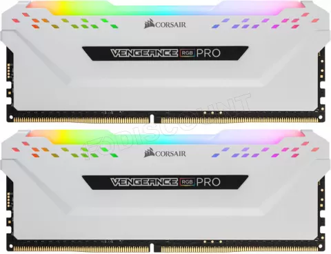 Photo de Kit Barrettes mémoire 16Go (2x8Go) DIMM DDR4 Corsair Vengeance Pro RGB PC4-24000 (3000 Mhz) (Blanc)