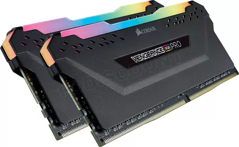 Photo de Kit Barrettes mémoire 16Go (2x8Go) DIMM DDR4 Corsair Vengeance Pro RGB PC4-25600 (3200 Mhz) (Noir)