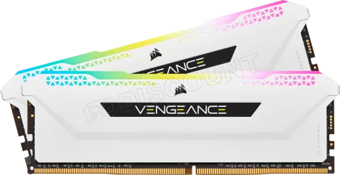 Photo de Kit Barrettes mémoire 16Go (2x8Go) DIMM DDR4 Corsair Vengeance Pro SL RGB  3200Mhz (Blanc)