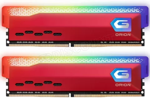 Photo de Kit Barrettes mémoire 16Go (2x8Go) DIMM DDR4 GeIL Orion RGB 3200Mhz AMD (Rouge)