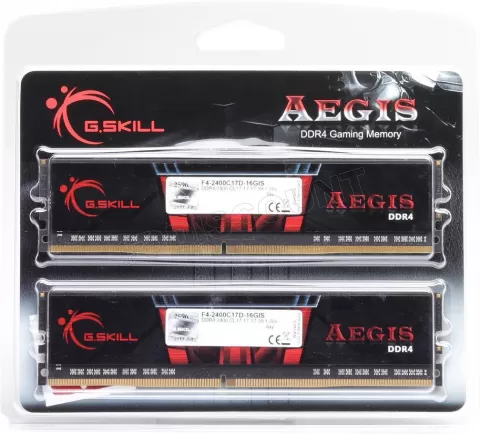 Photo de Kit Barrettes mémoire 16Go (2x8Go) DIMM DDR4 G.Skill Aegis PC4-21300 (2666 Mhz) (Noir et Rouge)