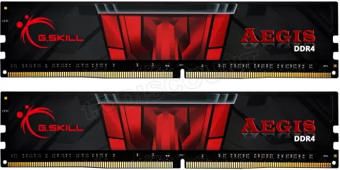 Photo de Kit Barrettes mémoire 16Go (2x8Go) DIMM DDR4 G.Skill Aegis PC4-24000 (3000 Mhz) (Noir et Rouge)