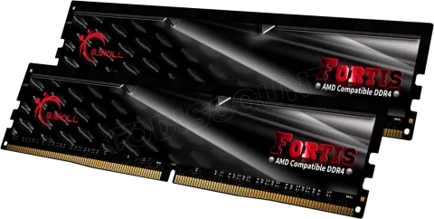 Photo de Kit Barrettes mémoire 16Go (2x8Go) DIMM DDR4 G.Skill Fortis  2400Mhz (Noir) compatible AMD