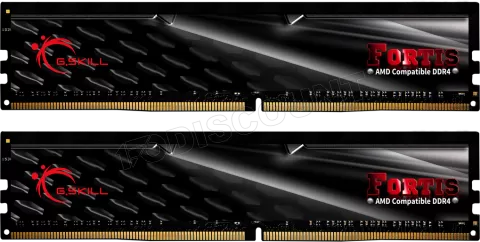 Photo de Kit Barrettes mémoire 16Go (2x8Go) DIMM DDR4 G.Skill Fortis  2400Mhz (Noir) compatible AMD
