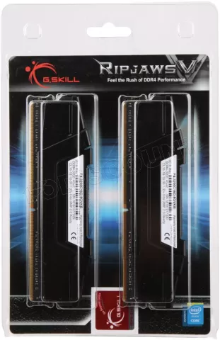Photo de Kit Barrettes mémoire 16Go (2x8Go) DIMM DDR4 G.Skill RipJaws V PC4-25600 (3200 Mhz) (Noir)
