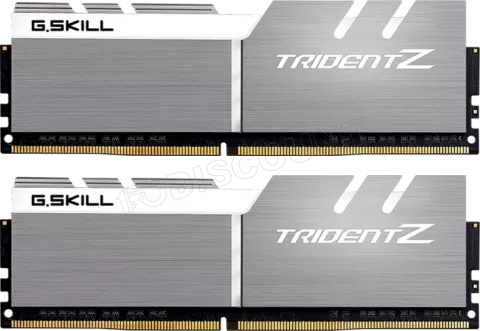 Photo de Kit Barrettes mémoire 16Go (2x8Go) DIMM DDR4 G.Skill Trident Z PC4-25600 (3200 Mhz) (Gris et Blanc)