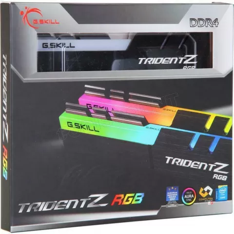 Photo de Kit Barrettes mémoire 16Go (2x8Go) DIMM DDR4 G.Skill Trident Z RGB PC4-25600 (3200 Mhz) (Noir)
