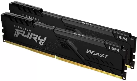 Photo de Kit Barrettes mémoire 16Go (2x8Go) DIMM DDR4 Kingston Fury Beast  3600Mhz (Noir)