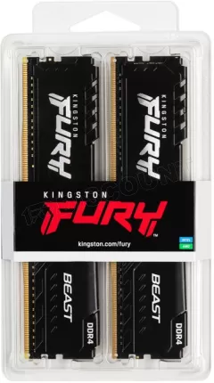 Photo de Kit Barrettes mémoire 16Go (2x8Go) DIMM DDR4 Kingston Fury Beast 3600Mhz (Noir)