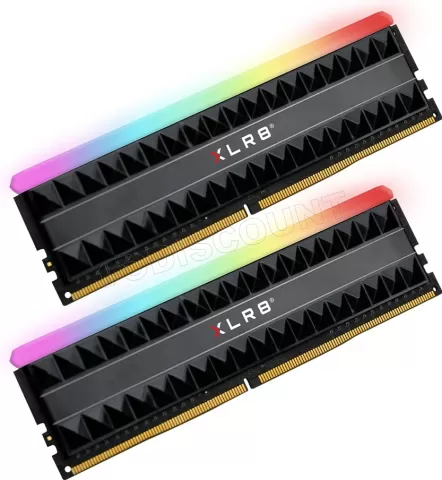 Photo de Kit Barrettes mémoire 16Go (2x8Go) DIMM DDR4 PNY XLR8 Gaming Rev RGB  3600Mhz (Noir)