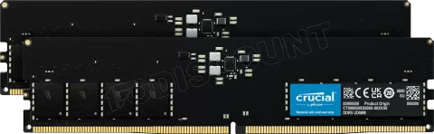 Photo de Kit Barrettes mémoire 16Go (2x8Go) DIMM DDR5 Crucial Classic 5600MHz (Noir)