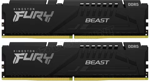 Photo de Kit Barrettes mémoire 16Go (2x8Go) DIMM DDR5 Kingston Fury Beast 5600MHz CL36 (Noir)