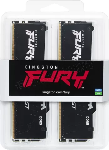Photo de Kit Barrettes mémoire 16Go (2x8Go) DIMM DDR5 Kingston Fury Beast RGB  6000MHz (Noir)