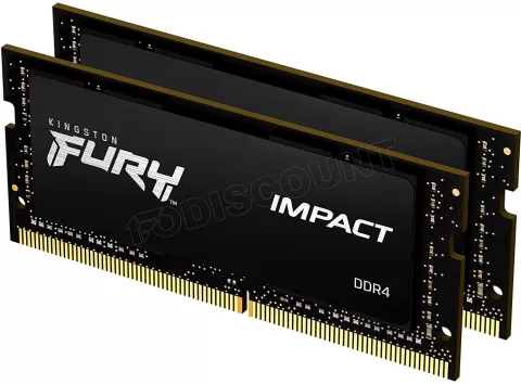 Photo de Kit Barrettes mémoire 16Go (2x8Go) SODIMM DDR4 Kingston Fury Impact  2666Mhz (Noir)