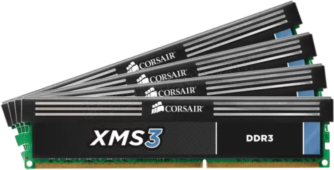 Photo de Kit Barrettes mémoire 16Go (4x4Go) RAM DDR3 Corsair XMS3 PC3-10666 (1333MHz) (Noir)