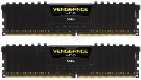 Photo de Kit Barrettes mémoire 32Go (2x16Go) DIMM DDR4 Corsair Vengeance LPX 2666Mhz (Noir)