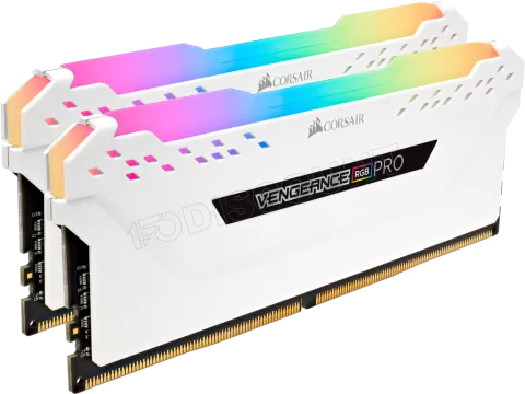 Photo de Kit Barrettes mémoire 32Go (2x16Go) DIMM DDR4 Corsair Vengeance Pro RGB  2666Mhz (Blanc)