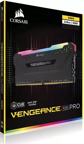 Photo de Kit Barrettes mémoire 32Go (2x16Go) DIMM DDR4 Corsair Vengeance Pro RGB PC4-21300 (2666 Mhz) (Noir)