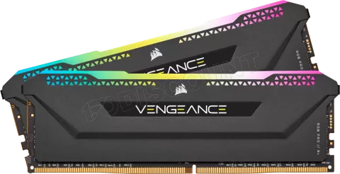 Photo de Kit Barrettes mémoire 32Go (2x16Go) DIMM DDR4 Corsair Vengeance Pro SL RGB  3200Mhz (Noir)