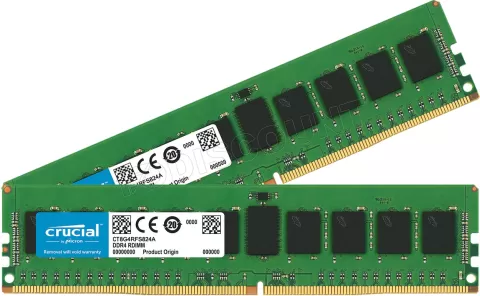 Photo de Kit Barrettes mémoire 32Go (2x16Go) DIMM DDR4 Crucial PC4-19200 (2400 Mhz) (Vert)
