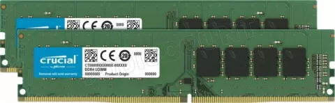Photo de Kit Barrettes mémoire 32Go (2x16Go) DIMM DDR4 Crucial PC4-19200 (2400 Mhz) (Vert)