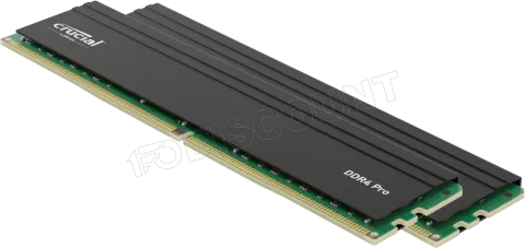 Photo de Kit Barrettes mémoire 32Go (2x16Go) DIMM DDR4 Crucial Pro  3200Mhz (Noir)