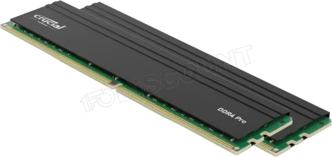 Photo de Kit Barrettes mémoire 32Go (2x16Go) DIMM DDR4 Crucial Pro 3200Mhz (Noir)