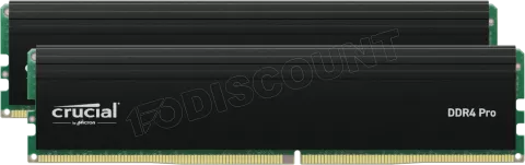 Photo de Kit Barrettes mémoire 32Go (2x16Go) DIMM DDR4 Crucial Pro 3200Mhz (Noir)
