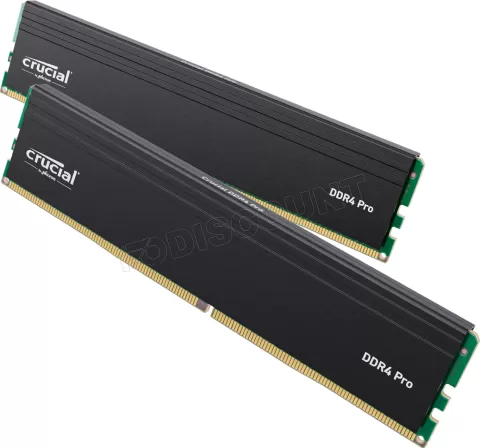 Photo de Kit Barrettes mémoire 32Go (2x16Go) DIMM DDR4 Crucial Pro 3200Mhz (Noir)