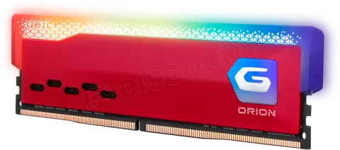 Photo de Kit Barrettes mémoire 32Go (2x16Go) DIMM DDR4 GeIL Orion RGB 3200Mhz AMD (Rouge)