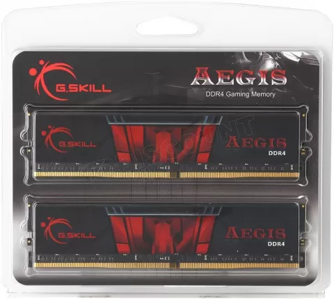 Photo de Kit Barrettes mémoire 32Go (2x16Go) DIMM DDR4 G.Skill Aegis PC4-19200 (2400 Mhz) (Noir et Rouge)
