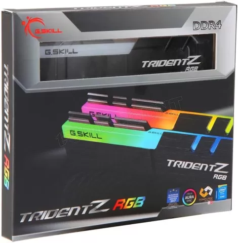 Photo de Kit Barrettes mémoire 32Go (2x16Go) DIMM DDR4 G.Skill Trident Z RGB 3200Mhz (Noir)