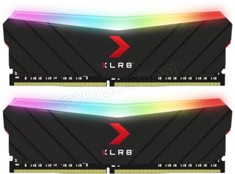 Photo de Kit Barrettes mémoire 32Go (2x16Go) DIMM DDR4 PNY XLR8 Gaming Epic-X RGB  3200Mhz (Noir)