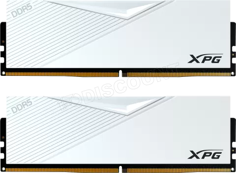 Photo de Kit Barrettes mémoire 32Go (2x16Go) DIMM DDR5 Adata XPG Lancer 6000MHz (Blanc)