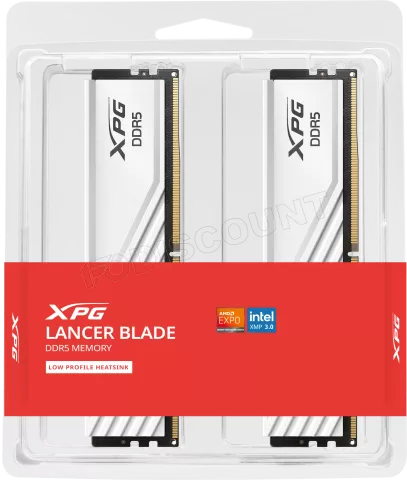 Photo de Kit Barrettes mémoire 32Go (2x16Go) DIMM DDR5 Adata XPG Lancer Blade  6400MHz (Blanc)
