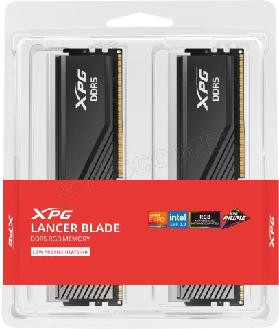 Photo de Kit Barrettes mémoire 32Go (2x16Go) DIMM DDR5 Adata XPG Lancer Blade RGB  6000MHz (Noir)