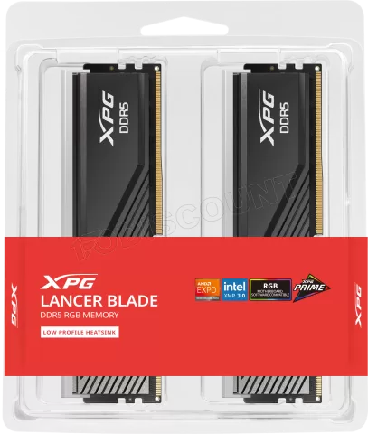 Photo de Kit Barrettes mémoire 32Go (2x16Go) DIMM DDR5 Adata XPG Lancer Blade RGB 6400MHz (Noir)