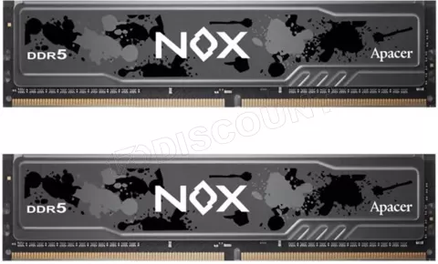 Photo de Kit Barrettes mémoire 32Go (2x16Go) DIMM DDR5 Apacer Nox 6000MHz (Noir)